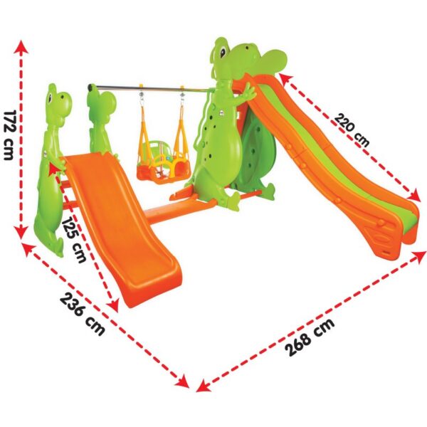 Çift Kaydıraklı Dino Salıncak Seti (İ.M.P.46)