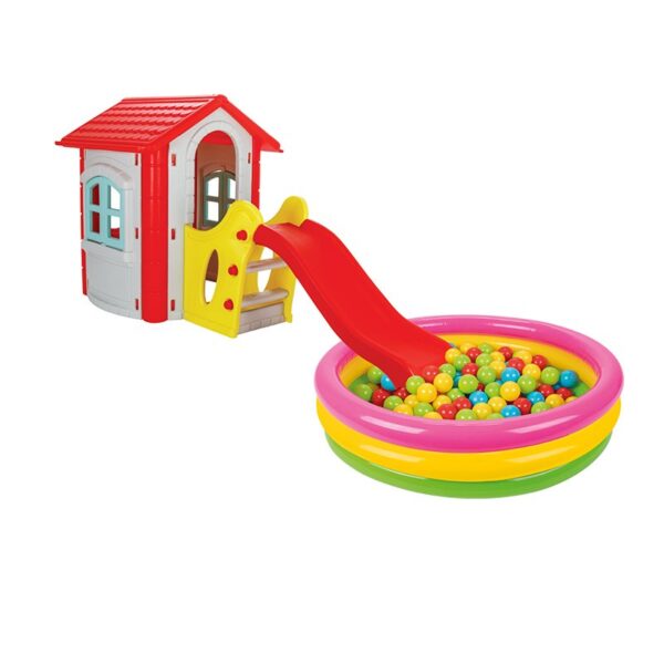 Top Havuzlu Kaydıraklı Mutlu Ev Gri (İ.M.P.39)