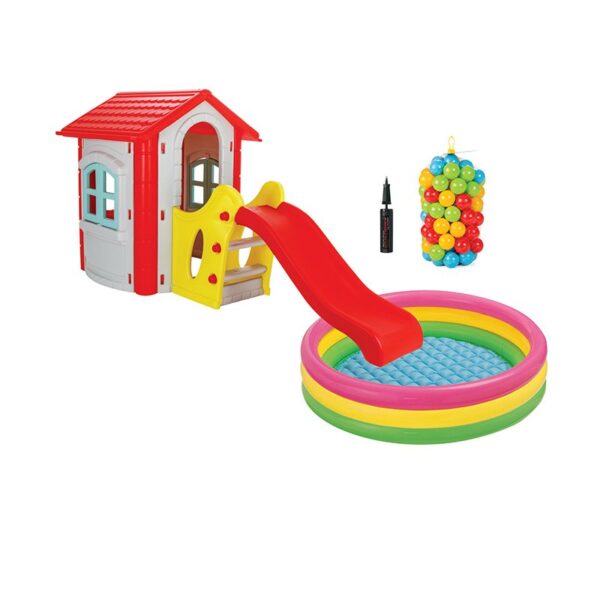 Top Havuzlu Kaydıraklı Mutlu Ev Gri (İ.M.P.39)